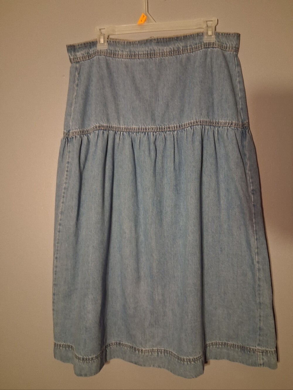 Time & True Light Blue Denim Tiered Midi Skirt Blue Sz. 12
